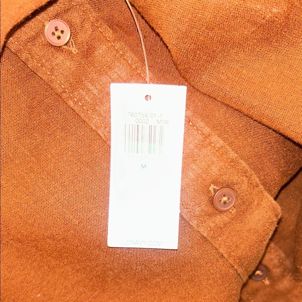 Old Navy The Cropped Shirt Linen-Blend Chocolate Brown Color, Size M - Picture 12 of 14